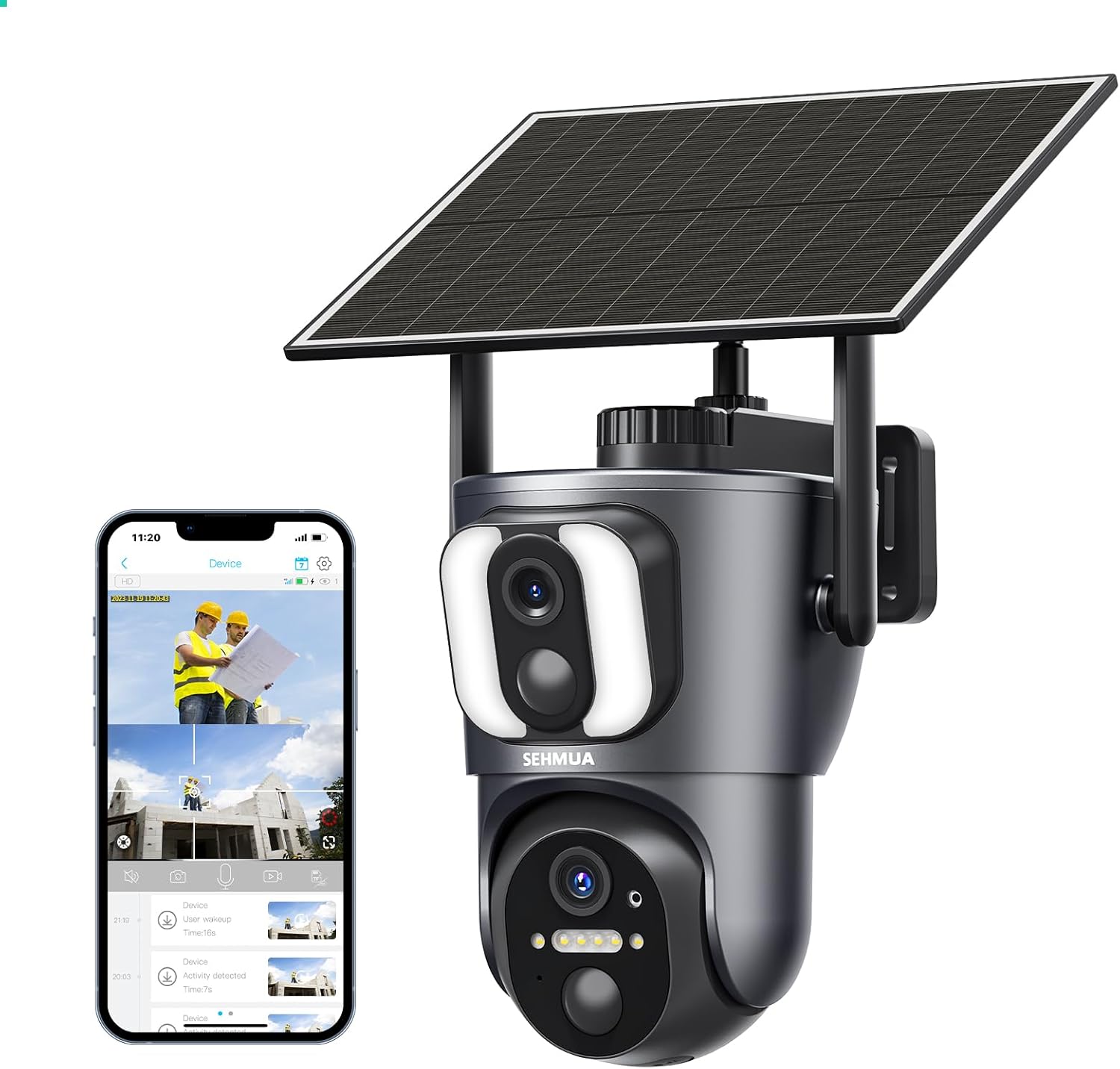 SEHMUA 4G LTE Cellular Security Camera with Dual Lens Technology