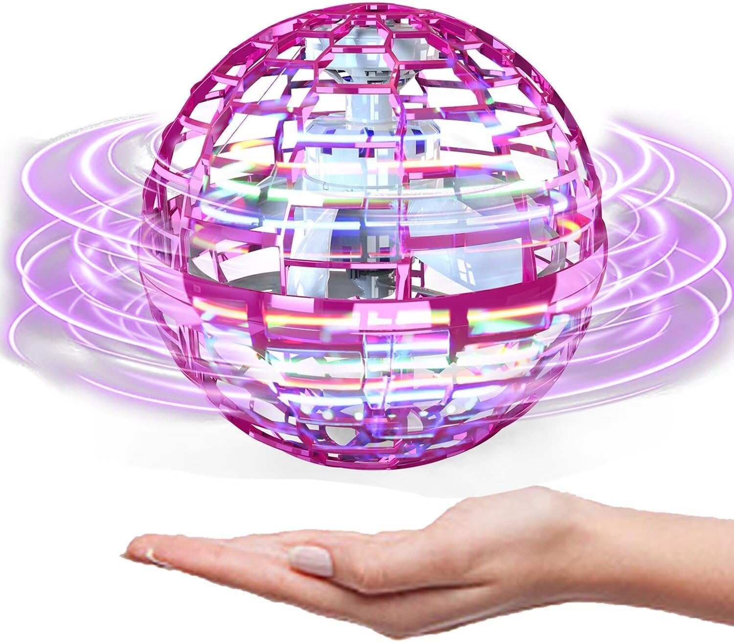 Pink Flying Orb Ball Toy for Kids - Fun Indoor Outdoor Drone