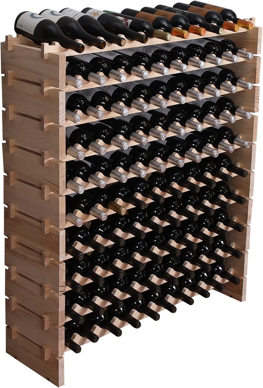 Wine Rack Cabinet Freestanding Wooden Storage for 100 Bottles
