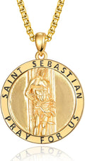 925 Sterling Silver Saint Sebastian Medal Necklace for Men 22+2 in