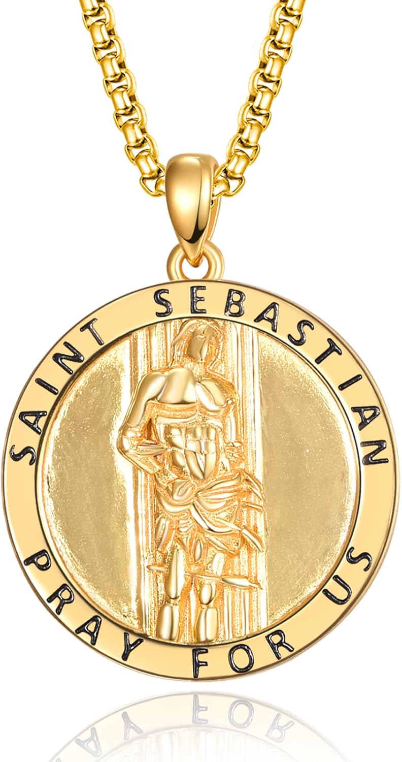 925 Sterling Silver Patron Saint Medals Amulet Necklace for Men