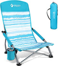 VILLEY Low Beach Chair - High Back Folding Chair for Adults