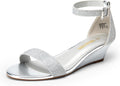 Womens Ingrid Ankle Strap Low Wedge Sandal - Minimalist Style