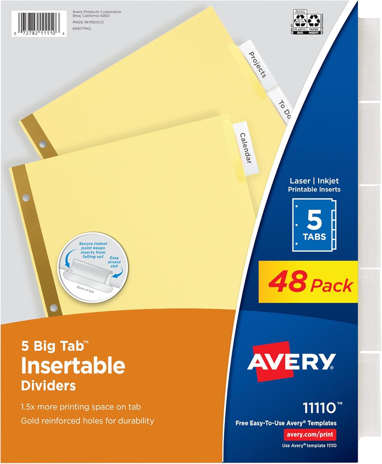 Avery Insertable Dividers for 3 Ring Binder - 5 Tab Sets