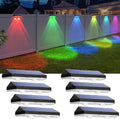 Solar Fence Lights Outdoor - Warm White & RGB 6 Color Deck Lights