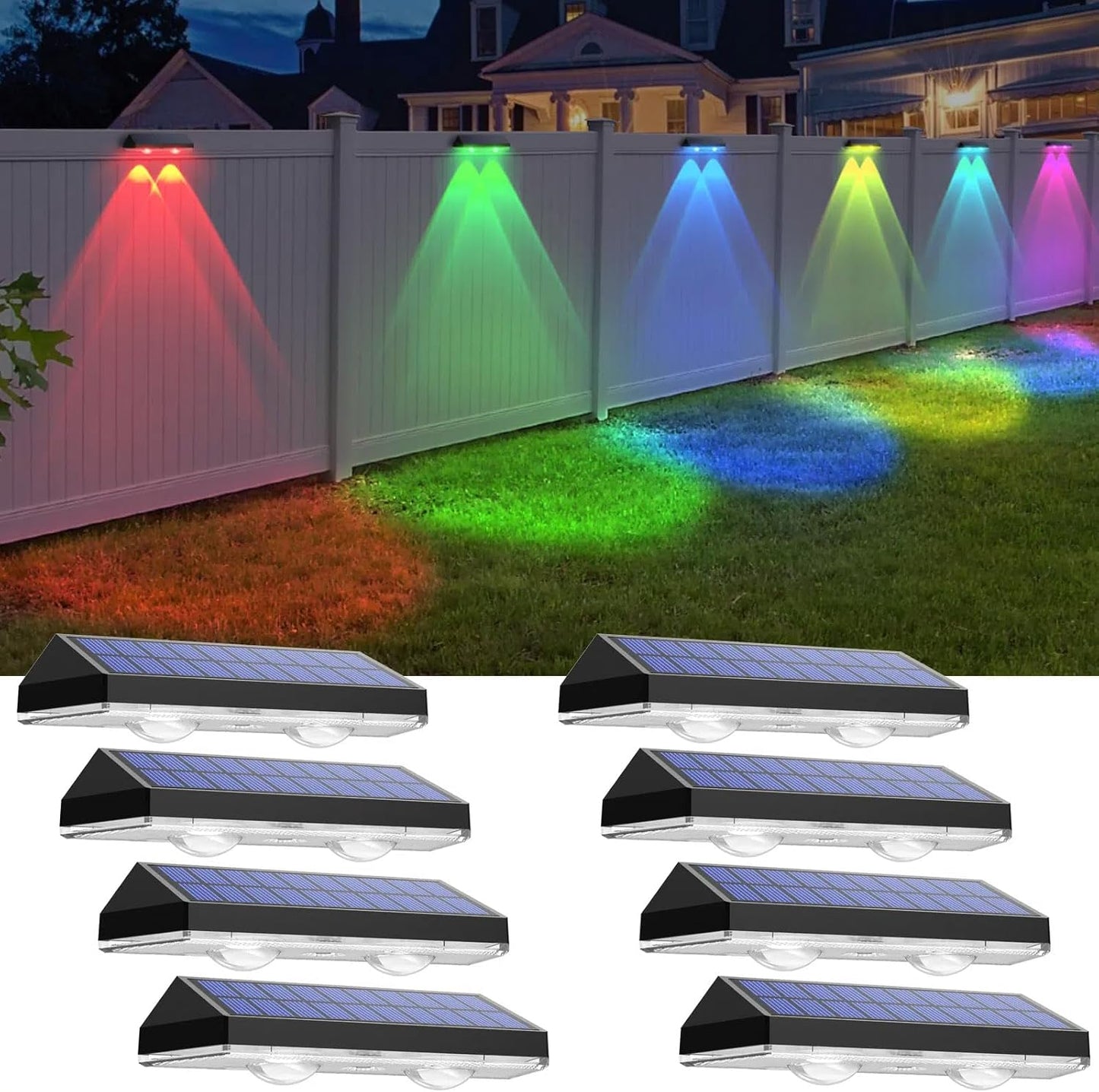 Solar Fence Lights Outdoor - 8 Modes for Any Occasion