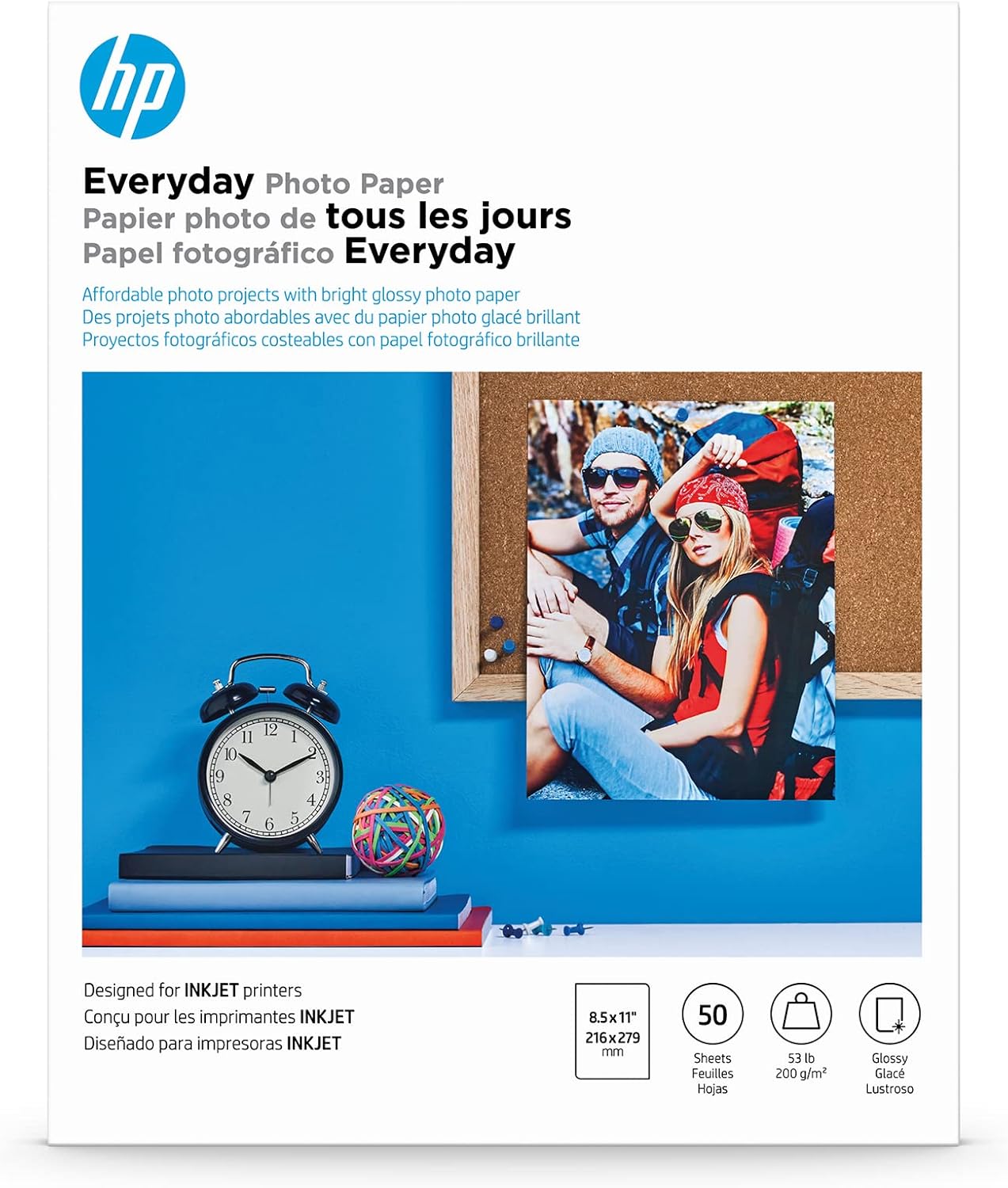 HP Glossy Photo Paper - Vivid Prints, 8.5x11 in, 50 Sheets