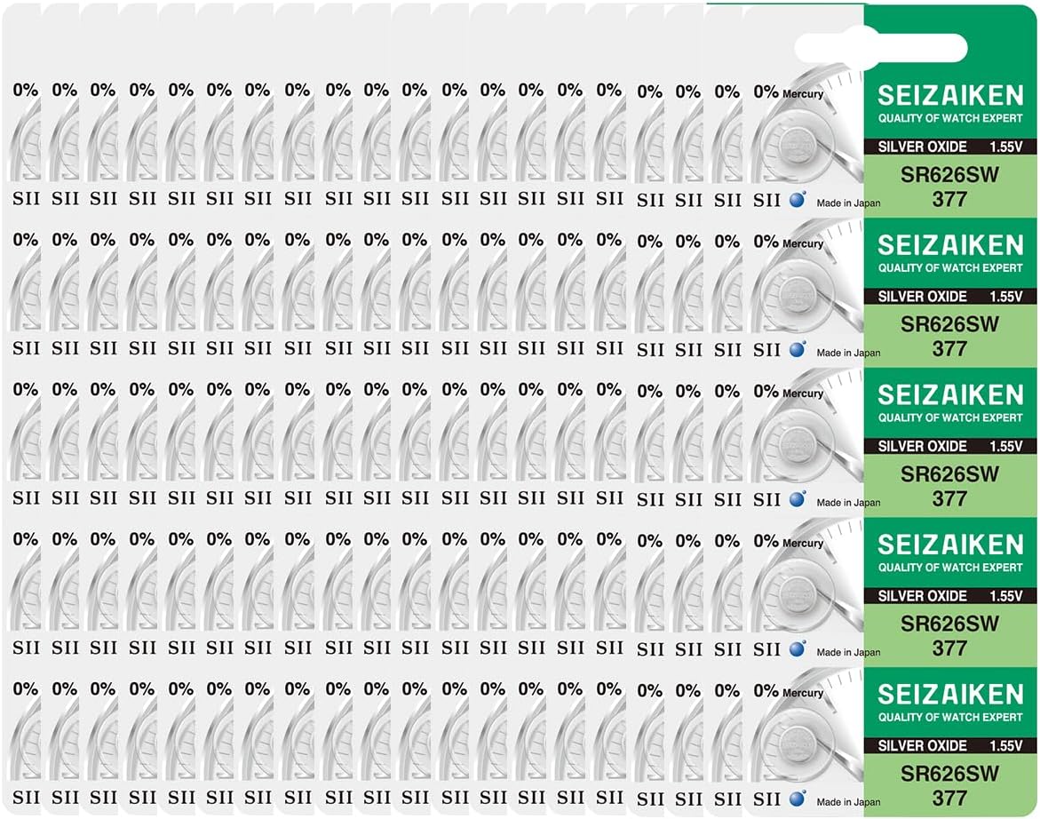 377 SR626SW Silver Oxide Watch Battery - 100 Pack for Durability