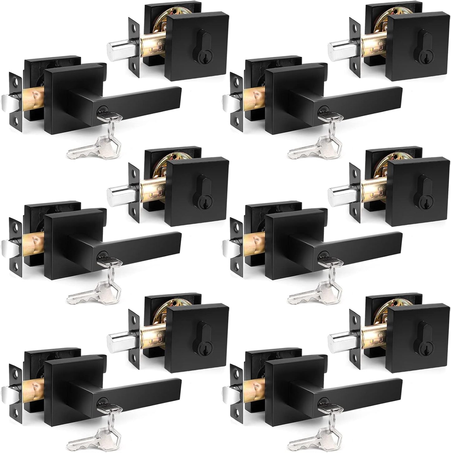 Probrico Flat Black Entry Levers Lock Sets for Security Needs