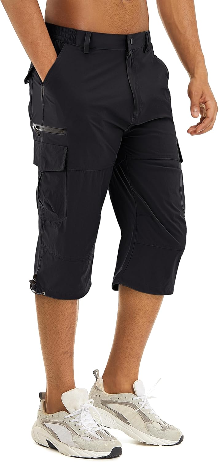 TACVASEN Men's Capri Pants Quick Dry Cargo Hiking Shorts