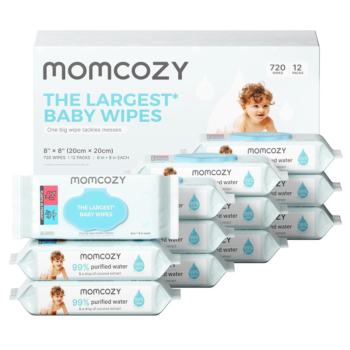 Momcozy Baby Wipes - Extra Large, 99% Water Based, Hypoallergenic