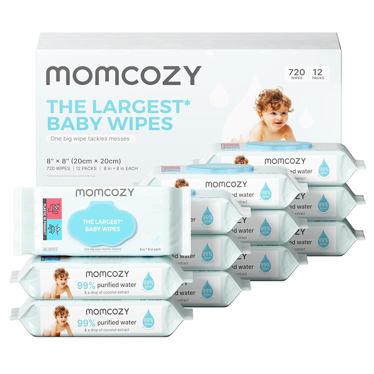 Momcozy Baby Wipes - Extra Large, 99% Water Based, Hypoallergenic