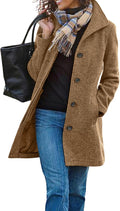 Women's Wool Blend Stand Collar Pea Coat - Thicker Warm Midlength