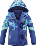 Boys Girls Hooded Fleece Lined Rain Jacket - Waterproof Kids Coat
