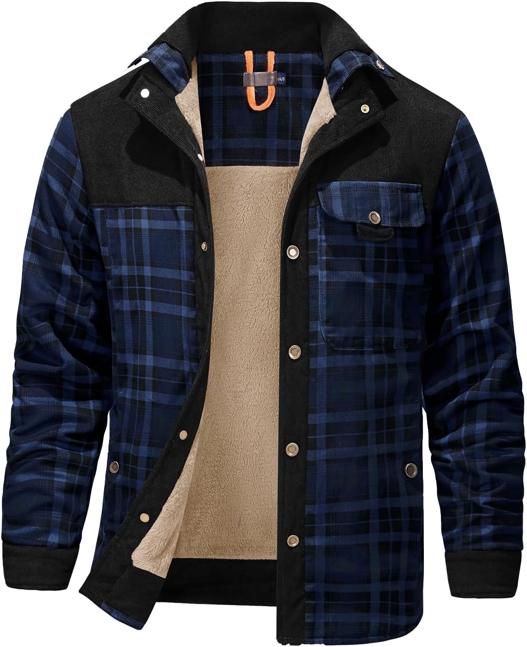 PEHMEA Men's Flannel Shirt Jacket: Warm Fleece Coat for Fall