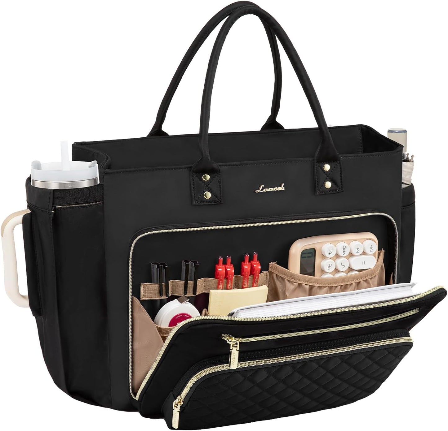 LOVEVOOK Laptop Tote Bag for Women with Large Cup Holder