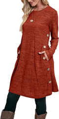 OFEEFAN Long Sleeve Tunic Dress with Pockets and Side (Style ZKNR)
