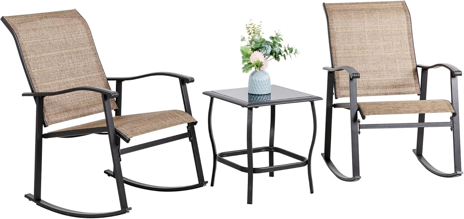 Vongrasig 3 Piece Outdoor Rocking Bistro Set for Relaxation