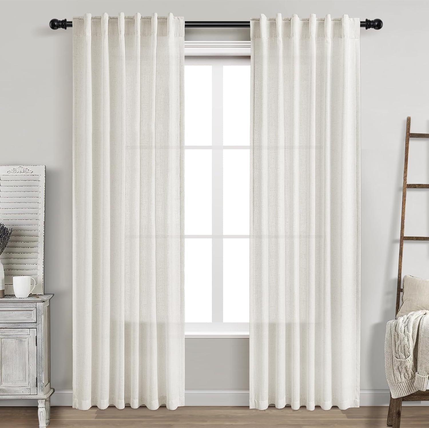Cream Linen Curtains 84 Inch Length for Elegant Home Decor