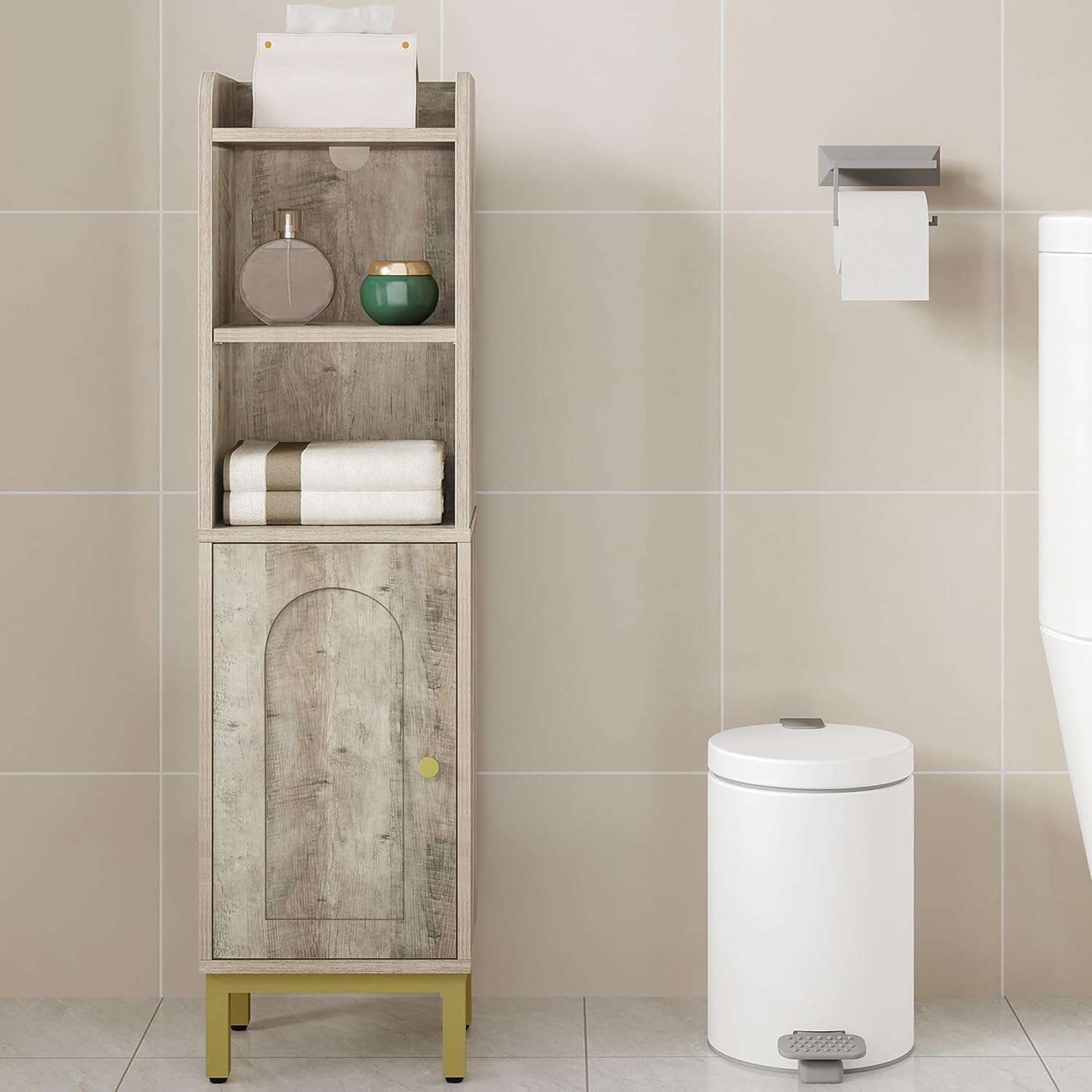 Bathroom Storage Cabinet for Small Spaces with Adjustable Shelves