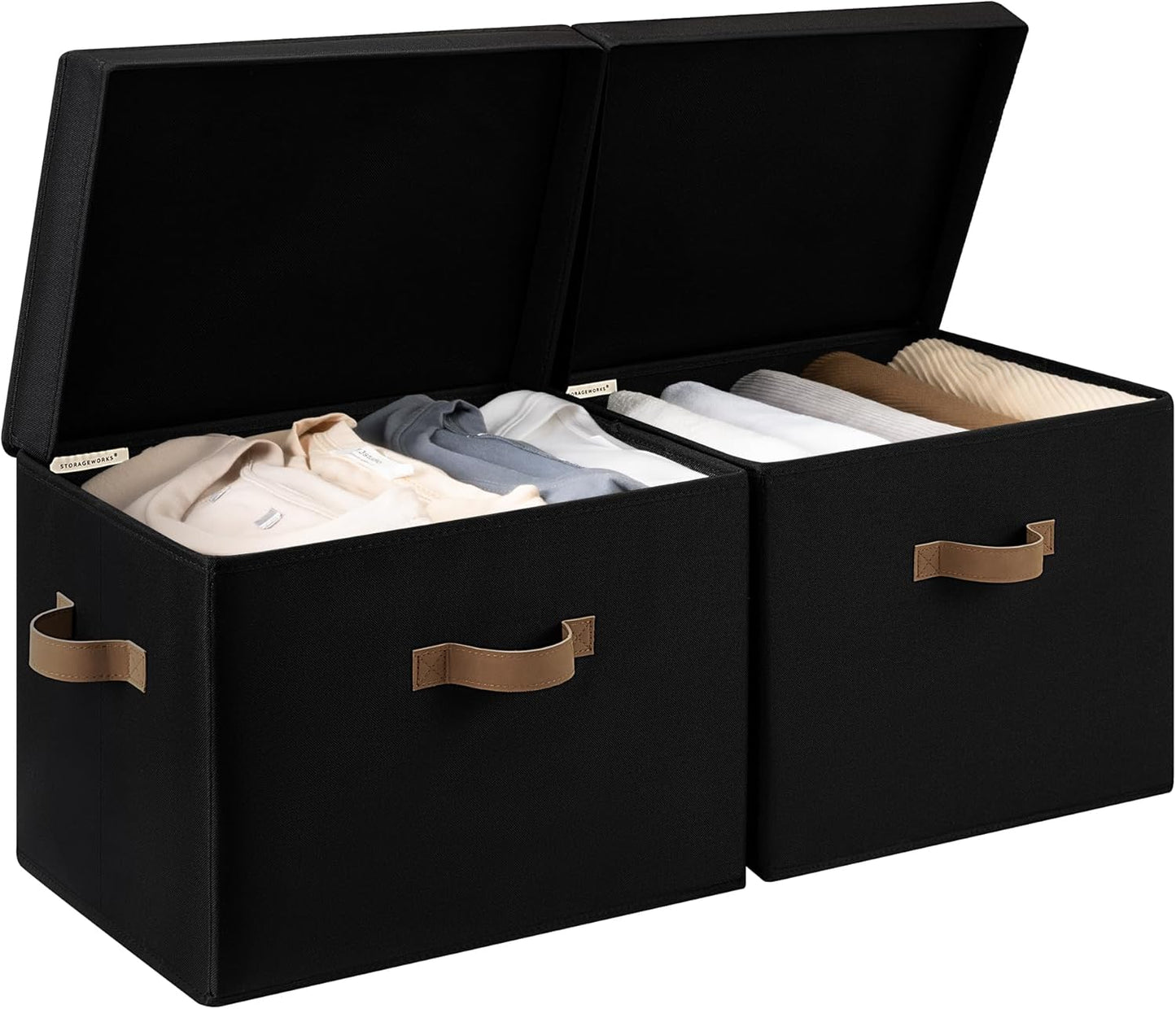 StorageWorks Fabric Storage Bins with Lid for Stylish Organization