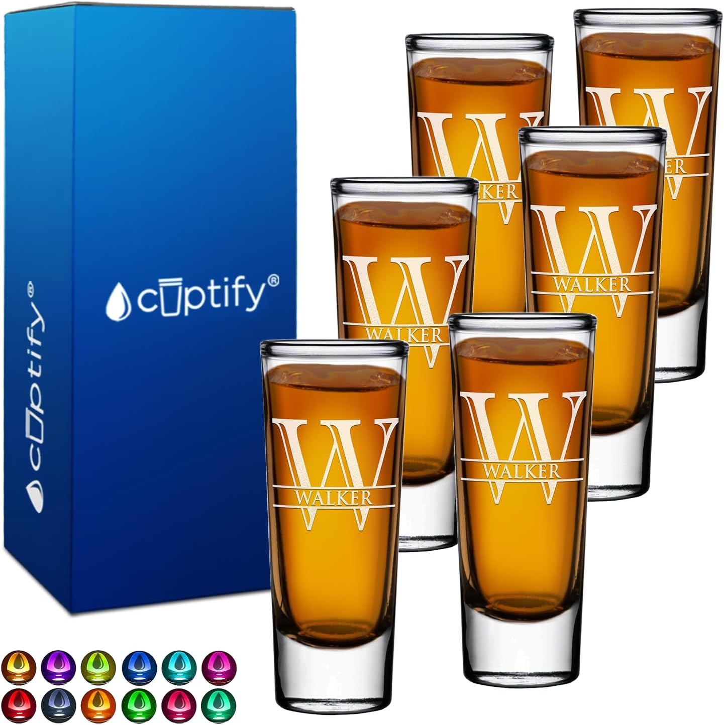 Personalized Shot Glasses Set of 6 Custom 2 oz for Gifts