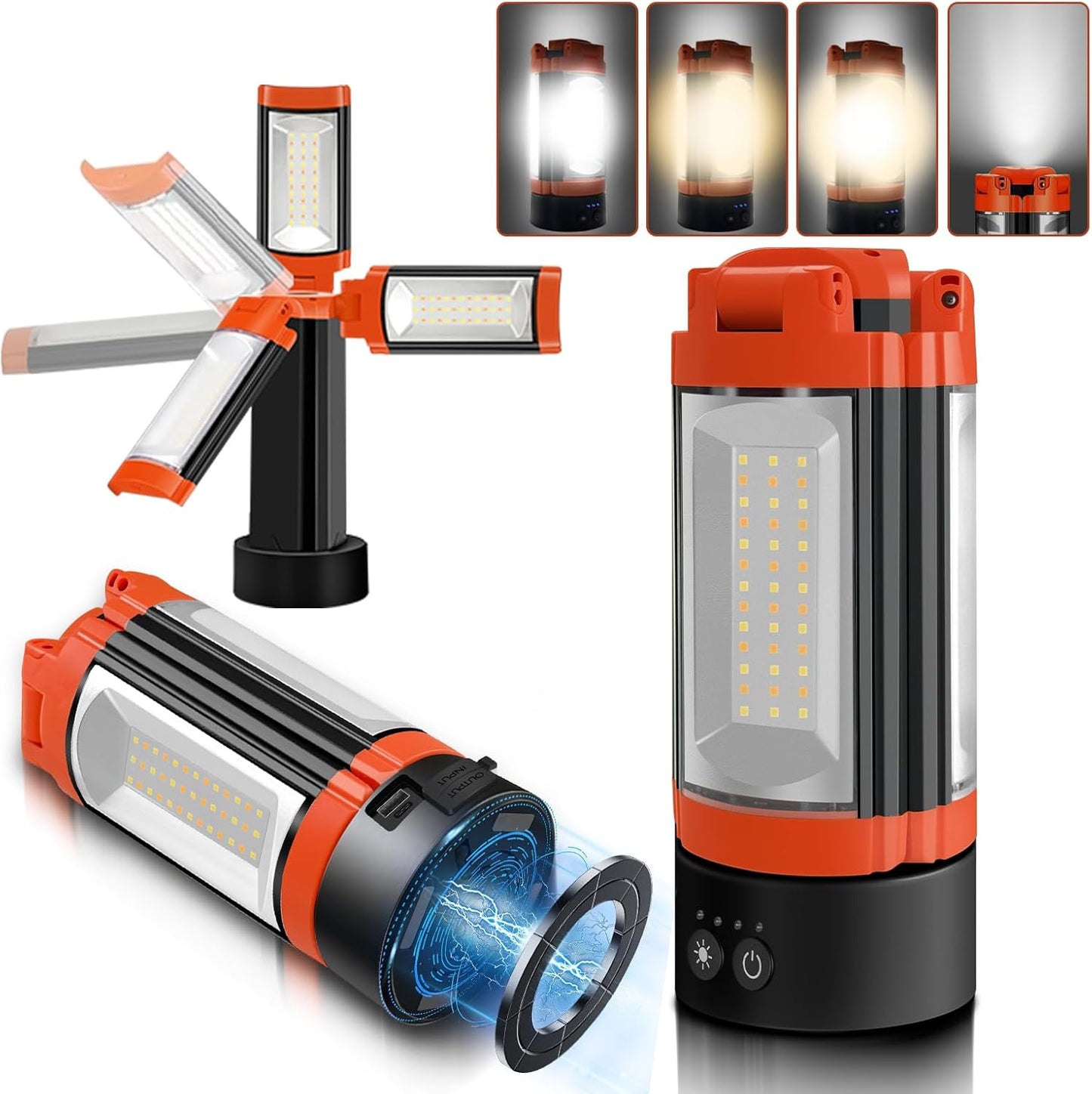 Rechargeable 10000mAh Camping Light with 3 LED Lamp Heads
