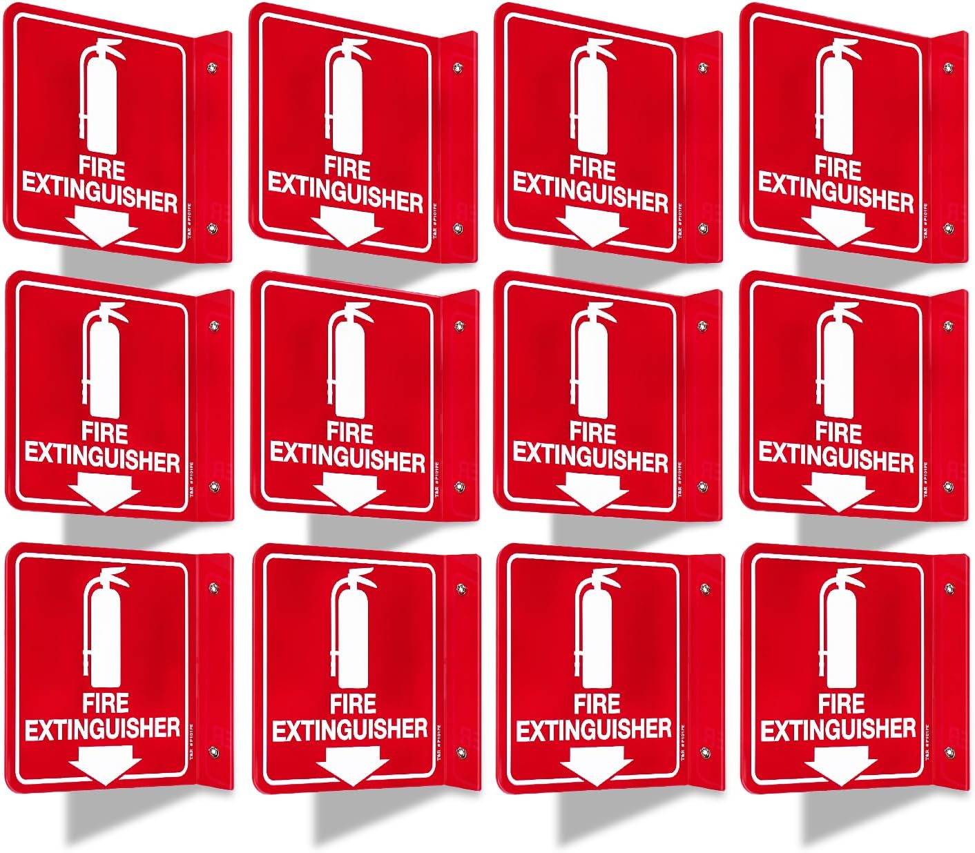 Fire Extinguisher Sign 12 Pack - 6 x 6 in Acrylic with Screws