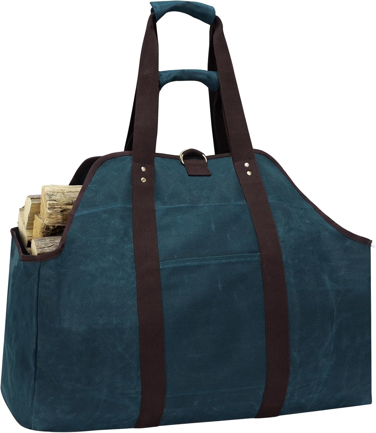 Extra Large Waxed Canvas Log Carrier Tote Bag for Firewood