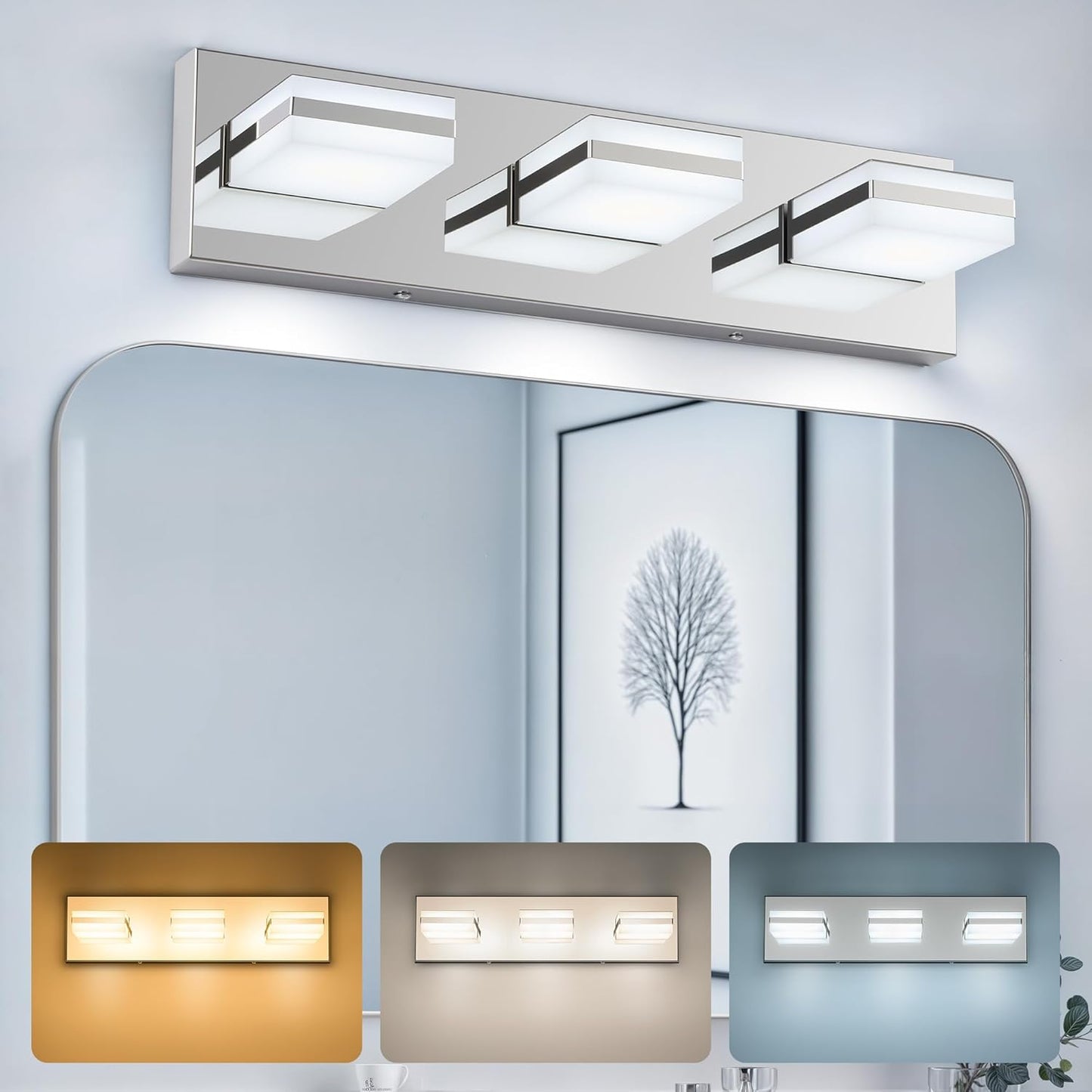 VONLUCE 3-Light Modern LED Bathroom Vanity Light Fixture
