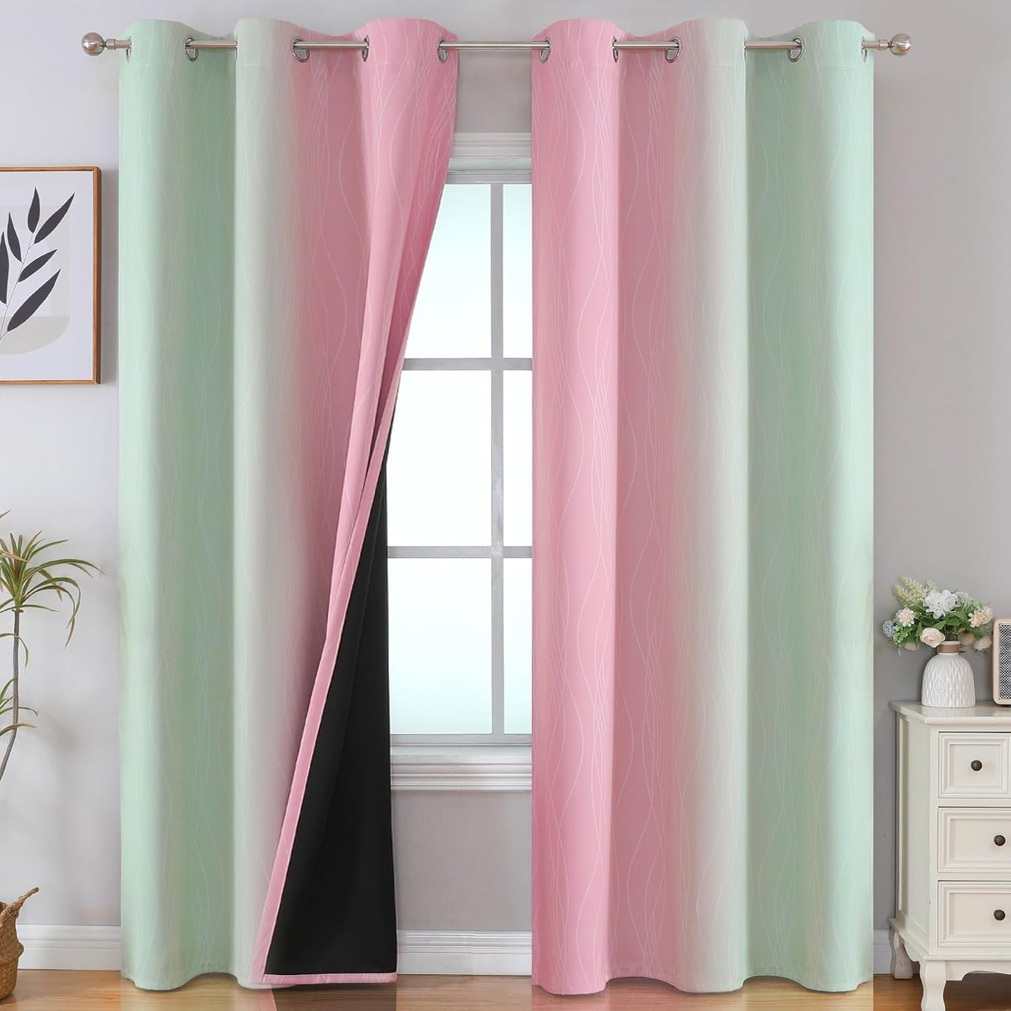 Ombre Blackout Curtains for Living Room and Bedroom 84 Inch