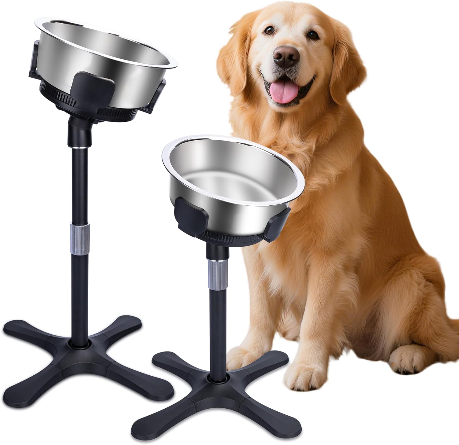 Elevated Dog Bowl with Adjustable Stand for All Dog Sizes