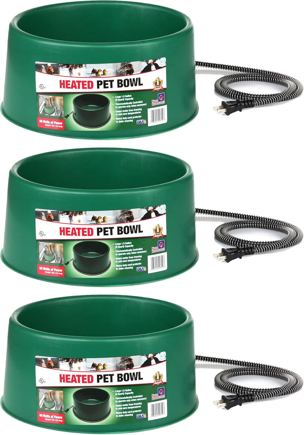 Farm Innovators Heated Pet Water Bowl 1.5 Gallon 60 Watt Green
