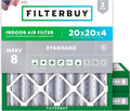 20x20x4 MERV 8 HVAC Filter 3-Pack - Electrostatic Pleated Protection