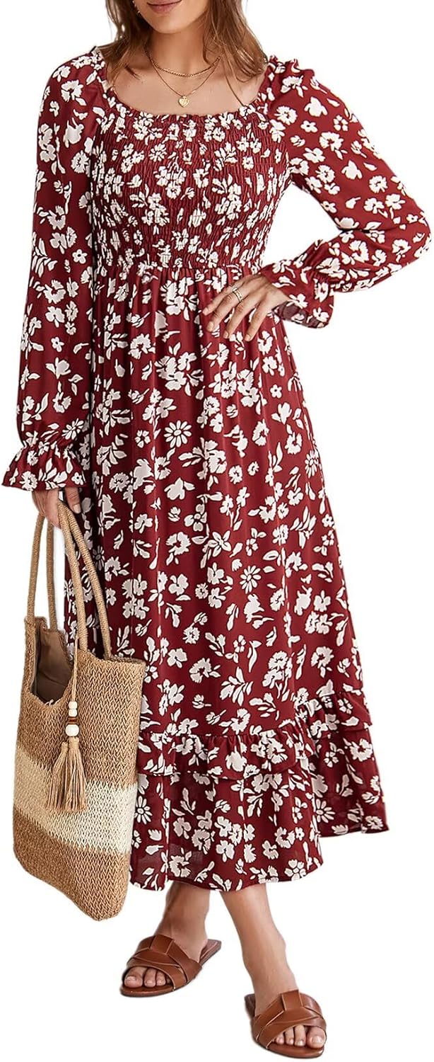 Dokotoo Boho Dresses for Women 2025 Casual Floral Maxi Dress