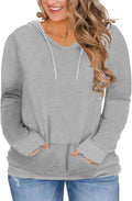 Cozy Plus-Size Hoodie with V-Neck & Pocket by VISLILY