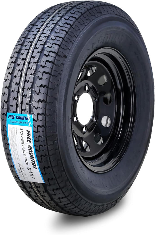 Free Country Trailer Tire Wheel Assembly ST225/75R15 10-Ply E