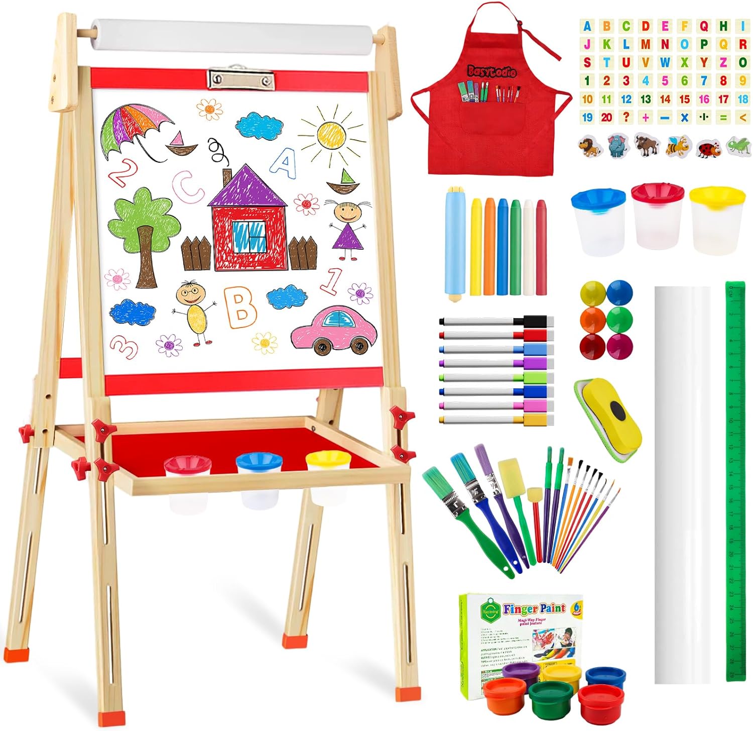 Basytodio Adjustable Art Easel for Kids - Double-Sided Fun