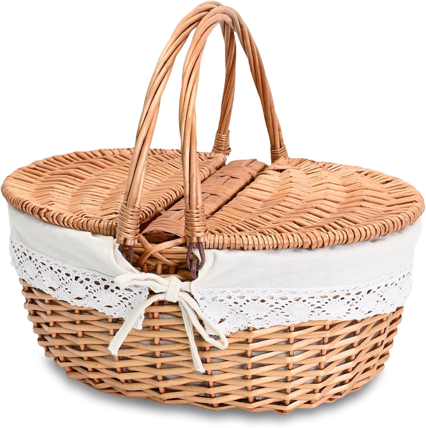 Wicker Picnic Basket with Removable Liner for Outdoor Fun