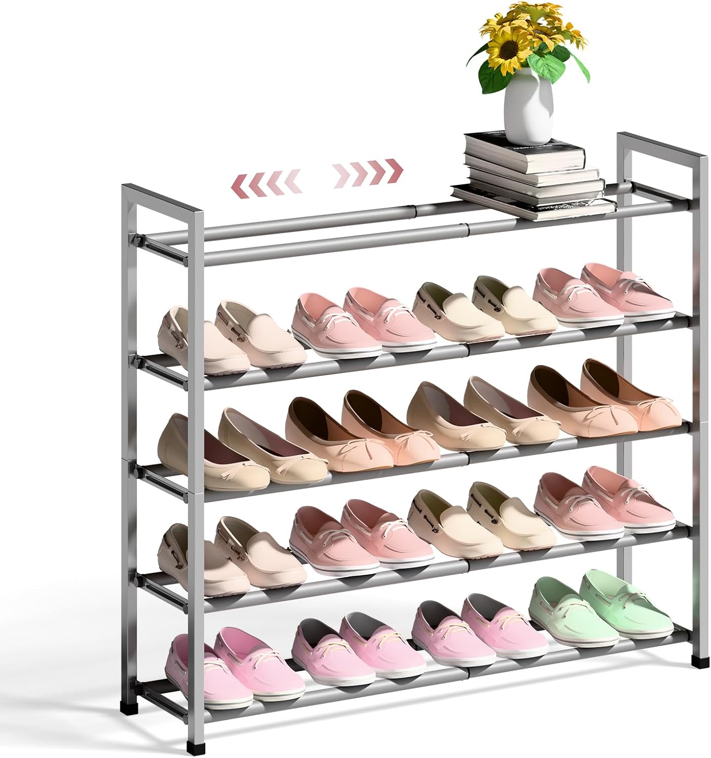 Expandable 5-Tier Shoe Rack for Closet and Small Spaces