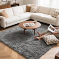 Light Grey Fluffy 9x12 Area Rug for Living Room - Plush Comfort