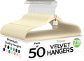 50 Pack Velvet Hangers Ultra Thin Non Slip Space Saving - Ivory