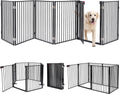 Metal Freestanding Dog Gate with Door - Foldable 32in Height