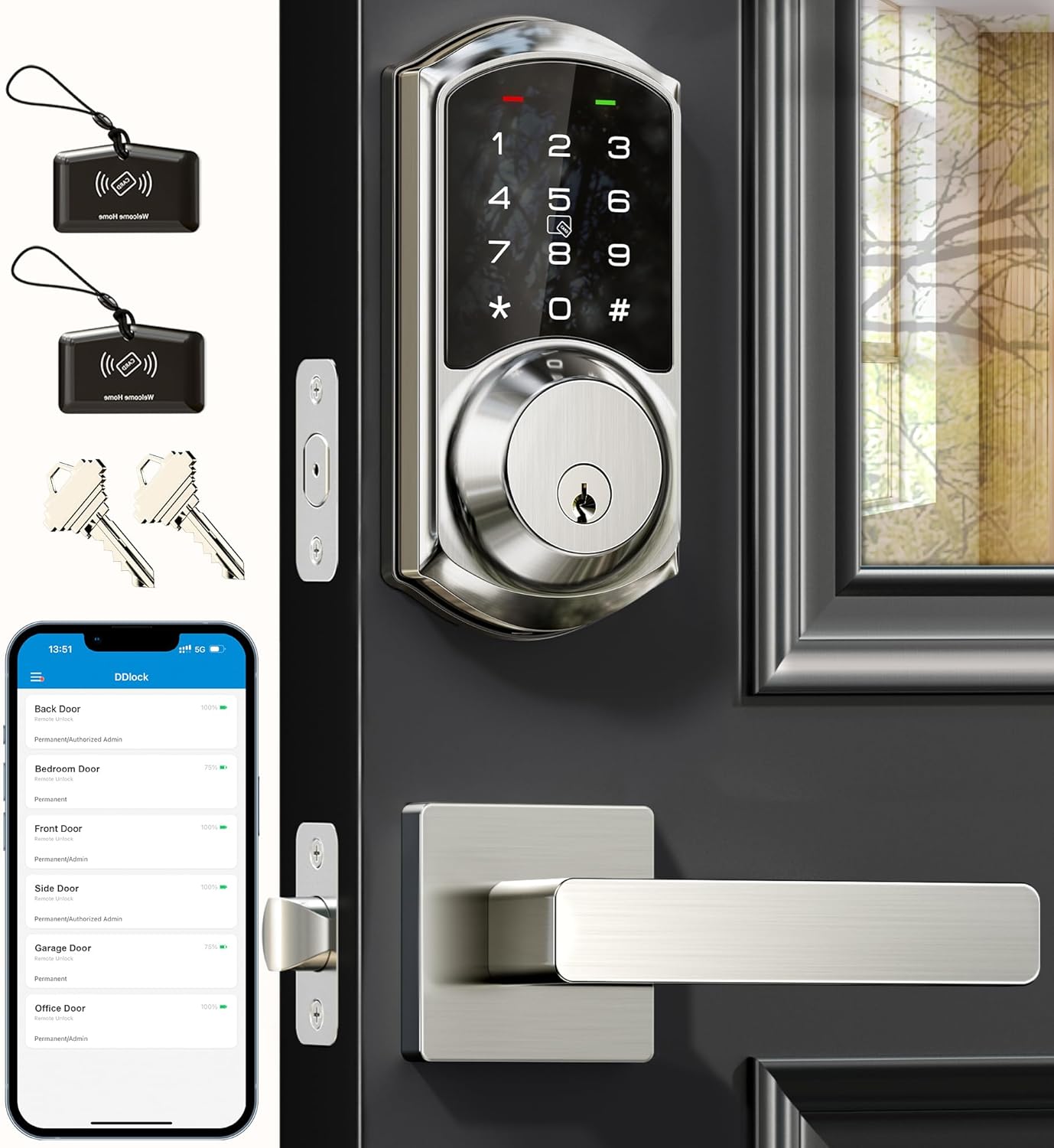 Veise VE06-L Smart Lock with App Control and Keyless Entry