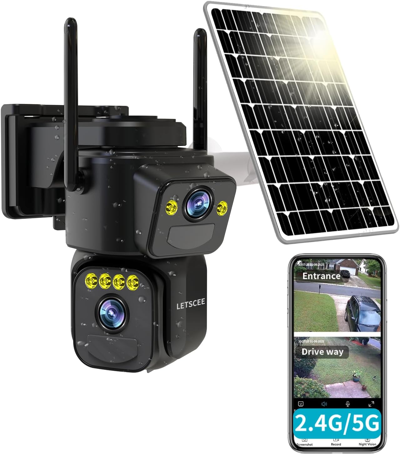 Security Cameras Outdoor WiFi with Dual Lens and Night Vision