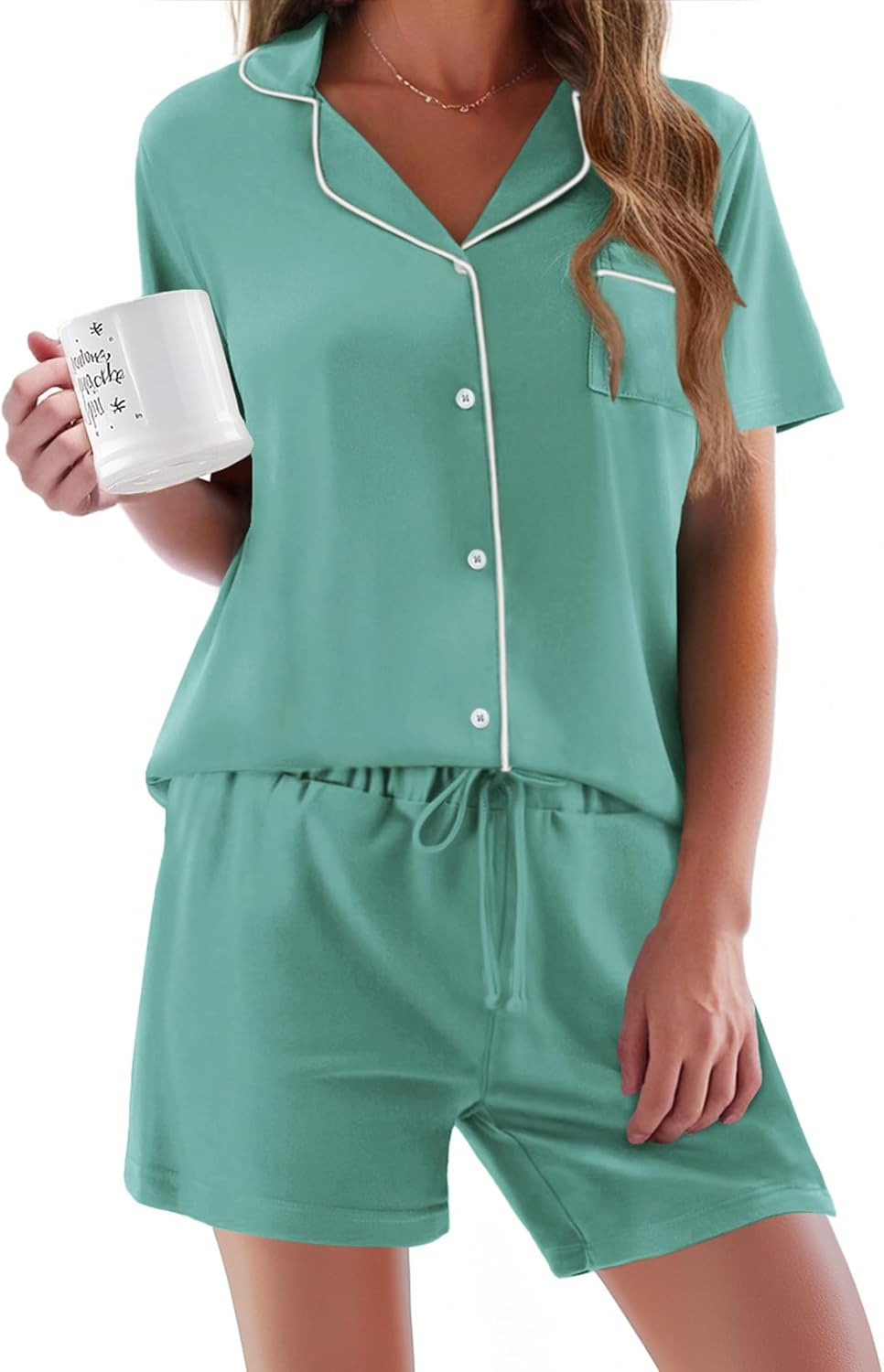 Ekouaer Pajamas Set for Women Soft 2 Piece Lounge Sets