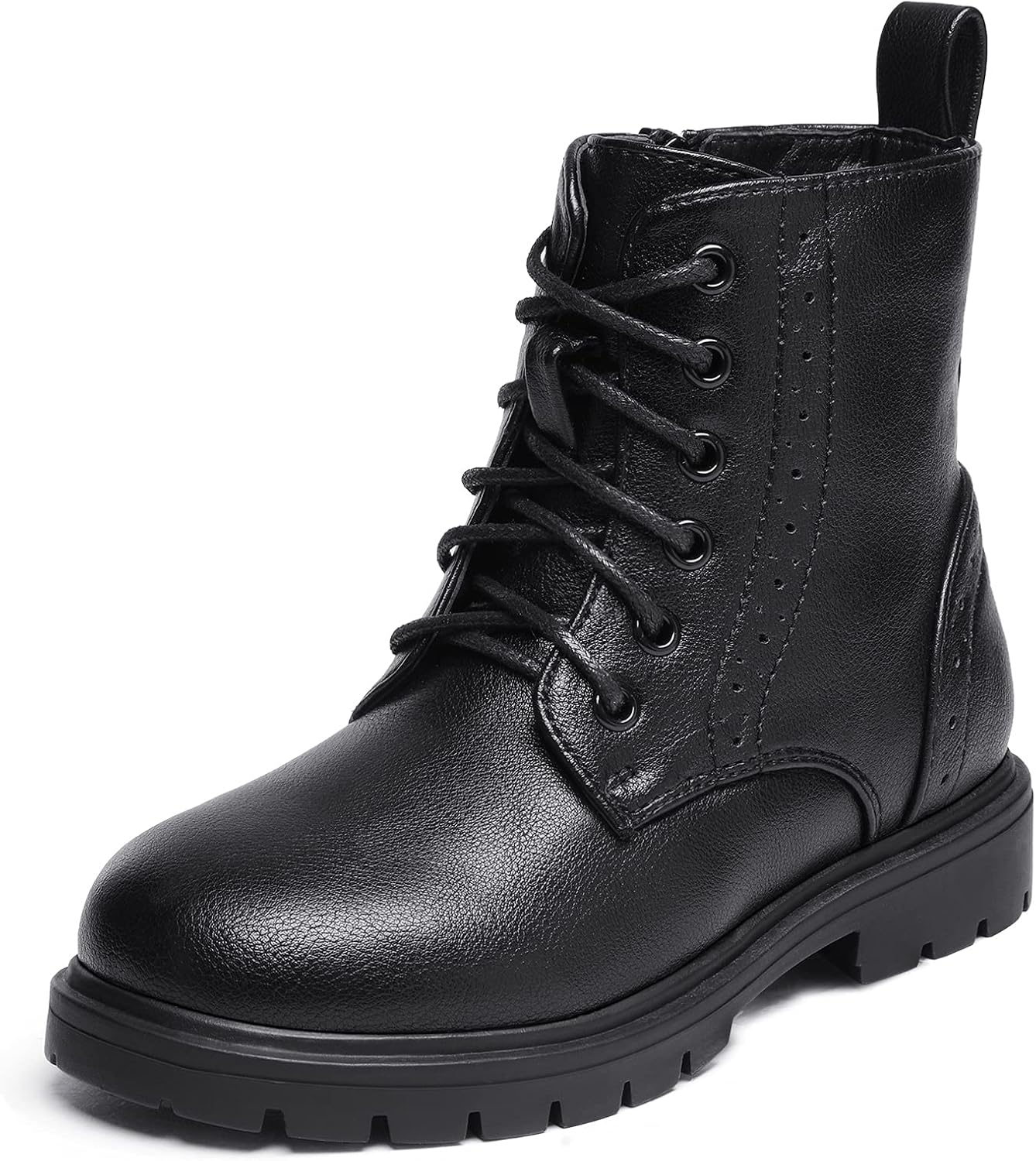 DREAM PAIRS Kids Side Zipper Combat Ankle Boots for Comfort