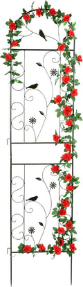Metal Garden Trellis for Climbing Plants - Tall Black Iron Support