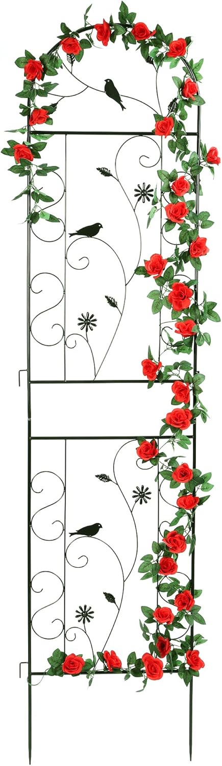 Metal Garden Trellis for Climbing Plants - Black Iron Design