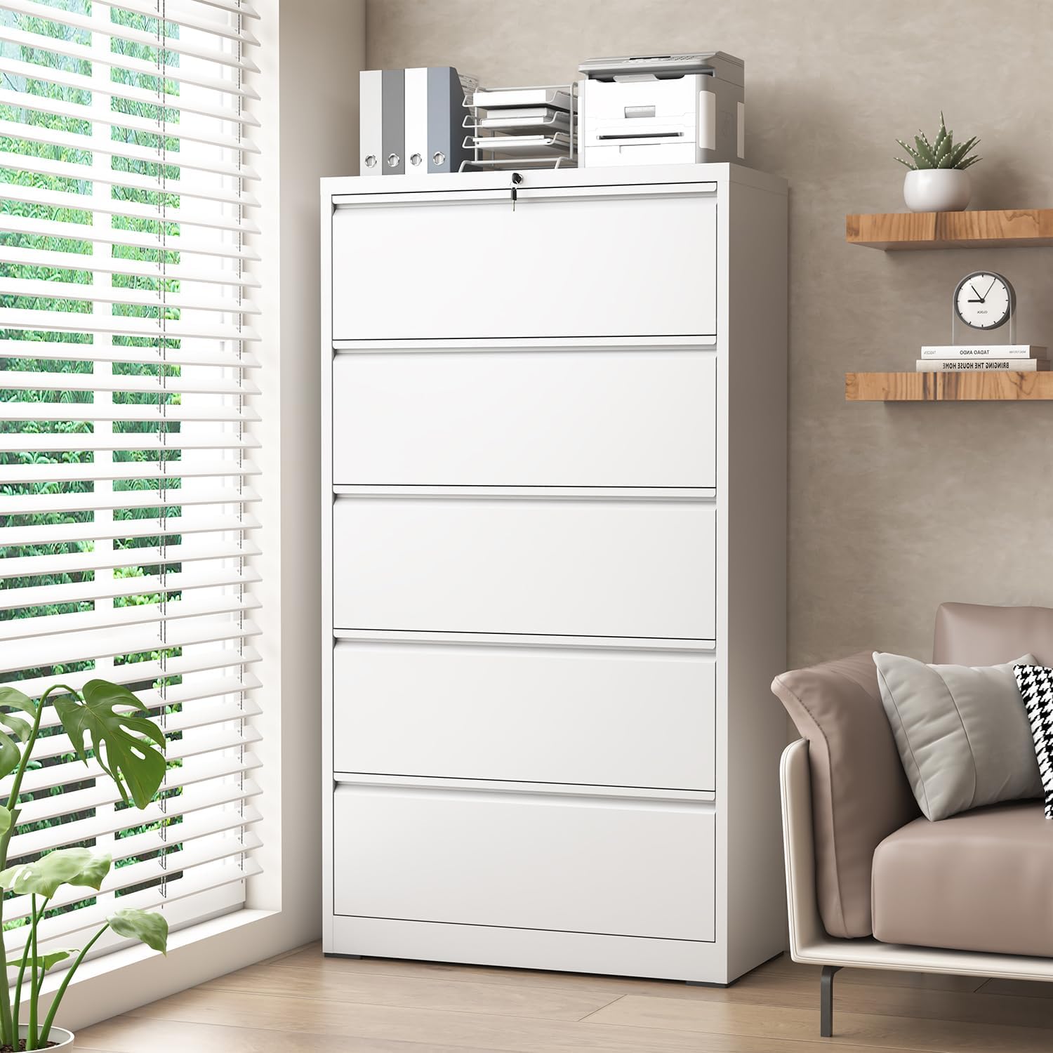 5 Drawer Lateral File Cabinet with Lock for Home Office Use